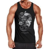 Neverless Tanktop Herren Tank-Top Santa Muerte La catrina Mexican Skull Dia de los Muertos Tattoo Design Muscle Shirt Neverless® mit Print