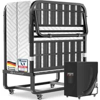 KESSER Gästebett 200x90cm Klappbett faltbares Reisebett mit Metallrahmen für Erwachsene (Metall Bett inkl. Matratze aus Memory-Schaum, Räder & Schutzhülle) Mobiles Bett belastbar bis 250kg mit abnehmbarem Bezug