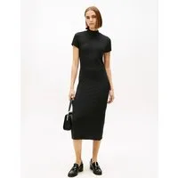 Tommy Hilfiger Jerseykleid SLIM 5X2 RIB MOCK-NK SS DRS in gerippter Struktur