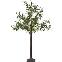STAR TRADING LED Baum Deko-Baum Olivec, LED fest integriert, Warmweiß, Mediterrane Olivenbaum-Optik, LEDs warmweiß, 120cm Höhe, Außentrafo
