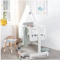 roba® Stubenbett Komplettwiegenset "Little Stars", Stubenwagen & Wiege aus Holz in Weiß / Grau