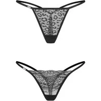 Obsessive String Bianca 2er Set Strings mit Leomuster transparent - schwarz (2-St) Zwei verschiedene Muster – Spitze und Animal-Print