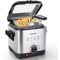 Aigostar Fritteuse Mini Fritteuse, Temperaturkontrolle, Edelstahl 1,5 L,1000W Fries