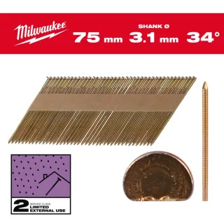 Milwaukee D-Kopf-Nägel 34° Ringschaft SC2 2.200 Stück, verzinkt - 4932492610