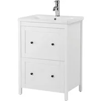 welltime Waschtisch Aalborg Waschplatz Unterschrank Badschrank mit Becken, Badmöbel inkl. Keramikbecken, Breite 60 cm mit Schubladen