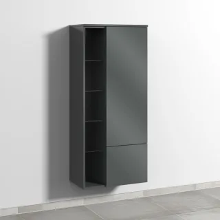 Sanipa 3way Stauraumschrank mit 1 Tür, 1 Auszug und offenen Fächern, Anthrazit-Glanz SF18379