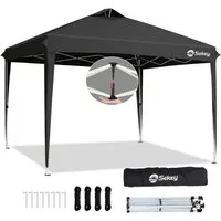 Sekey Faltpavillon 3x3 Wasserdicht Pop Up Pavillon mit Belüftung, Partyzelt UV-Schutz 50+, 3 wählbare Höhen: 240cm, 250cm und 260cm, Stabil und Windfest