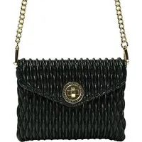 L. CREDI Clutch L.CREDI Damen Clutch ROXANNE schwarz mit Kette (1-tlg), Wellenstruktur
