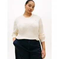 Tommy Hilfiger Curve Rundhalspullover CRV CO CABLE FINE GG CNK SWEATER in großen Größen, mit Zopfmuster