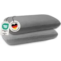 casimum Kissenbezug Schonbezüge für Nackenkissen COMFORT - GRAU, (2 Stück), Passend für Nackenstützkissen 70x40 cm, Doppelpack (2 Stk).