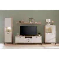 Home affaire Wohnwand Fredericia, moderne Anbauwand, Komplettset in Kaschmir, (Set, 4-St), enthält zwei Vitrinen, Lowboard und Wandboard, 349 cm breit