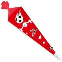itenga Schultüte itenga DEKO-SET FUSSBALL rot weiss mit Bastel SCHULTÜTE 85 cm sechseck