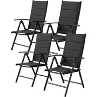 TLGREEN Gartenstuhl Hochlehner Klappbar,2er Set Aluminium Balkonstuhl, (mit Gesteppte Rückenlehne & Sitzfläche,7-Fach Verstellbar,Bis 120 kg, 4 St), utdoor Esszimmerstuhl, Armlehnen Klappstuhl
