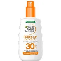 GARNIER Sonnenschutzspray AMBRE SOLAIRE HYDRA 24H PROTECT+ SONNENSCHUTZ-SPRAY LSF 30, Beugt sonnenbedingte Hautalterung vor, wasserfest, zieht schnell ein.