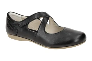 Josef Seibel Damen Ballerina Fiona 72 Schwarz, Klettverschluss, Echtleder, fl...