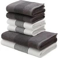 Bruno Banani Handtuch Set Jassen, Duschtücher, Handtücher, Walkfrottee (Set, 6-St), mit gestreifter Bordüre, 6 teiliges Handtücher Set aus 100% Baumwolle