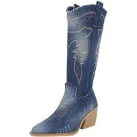 Ital-Design Damen Cowboyboots Western Sommerboots (88843842) Blockabsatz Stiefel in Blau