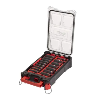 Milwaukee SHOCKWAVE Schlagnuss Set 1/2 Zoll lange Ausführung im PACKOUT Organiser - 16-teilig - 4932480943