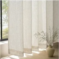 Topfinel Gardine Leinenoptik vorhänge mit kräuselband halbtransparent wohnzimmer (1 St), Kräuselband, halbtransparent, modern boho Naturfarbe 300x240cm kinderzimmer Schlafzimmer Esszimmer