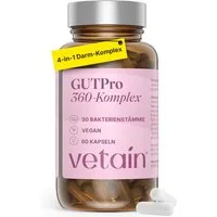 VETAIN GUTPro 360° für Darm – 30 Bakterienstämme & 30 Mrd. KBE - ohne Inulin Kapseln, 60 St., DigeZyme® Enzyme, Calcium & Magnesium, FODMAP-freundlich
