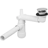 Lomadox Ablaufgarnitur SIPHON-56 Siphon für eingelassene Waschbecken, Pupup-Ventil chromfarben