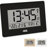 ADE Funktischuhr Digitale Tischuhr und Wanduhr mit großem Display Funkuhr aus Bambus mit Temperaturanzeige, digitaler Wecker, Kalender
