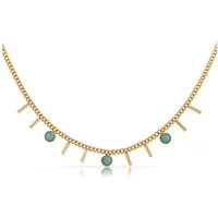 Made by Nami Edelstahlkette Damen Halskette Gold mit Stabanhängern verstellbar wasserfest, aus Edelstahl – Boho-Stil – hypoallergen – mit Edelsteinen
