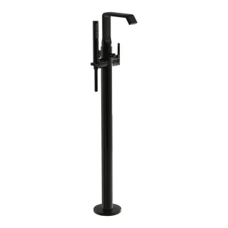 VitrA Suit Einhebel-Wannenfüll- und Brausearmatur Bodenmontage Höhe 93 cm Schwarz Hochglanz,A4276939 A4276939