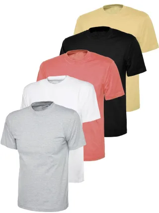 Kruze | Womens Crew Neck T-Shirts (5er Pack) - BLK/GRY/PNK/NUDE/WHT
