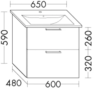 Burgbad Waschtischunterschrank Sys30 PG4 Sana 580x600x480 Weiß Ultramatt, WVBT060F5765 WVBT060F5765
