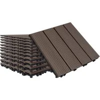 FIVMEN Terrassendielen WPC Fliesen Terrassenfliesen 30x30cm mit klicksystem, Hellbraun, (33-St), für Terrasse und Balkon