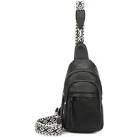 ITALYSHOP24 Schultertasche UNISEX Sling Tasche Cross Over Brust Body Bag Umhängetasche Rucksack, Freizeitrucksack Sport Reise Schule Travel Wandern Arbeit Leder Optik