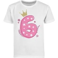 Shirtracer T-Shirt Sechster Mädchen Krone Sterne (1-tlg) 6. Geburtstag