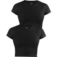Janice Kurzarmshirt 2 x Damen crop T-Shirt hochgeschlossen Nerano Kurzes Shirt aus Baumwolle