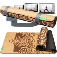 BACKLAxx® Yogamatte aus hochwertigem Kork, Gymnastikmatte 183 x 61 x 0,6 cm (Fitnessmatte aus Kork, inkl. Tragegurt & Videokurs), 4 mm stark, aus natürlichen Rohstoffen, mit Antirutschzonen