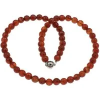 Bella Carina Perlenkette Kette mit facettierten Achat Perlen 8 mm dunkles rot, Magnetverschluss
