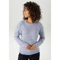 Aniston CASUAL Strickpullover mit aufgestrickten Blüten verziert
