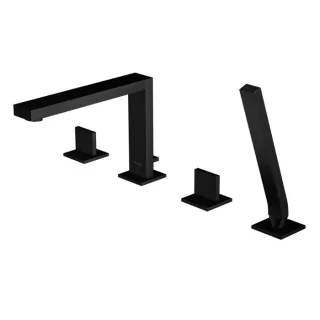 Steinberg Serie 160 Wannen-4-Loch-Armatur 1602402S Ausladung 210 mm, mit Umsteller und ausziehbarer Handbrause, matt black