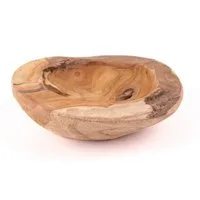 INNA-Glas Dekoschale Holzschale PETTER, Teakholz, natur, 6cm, Ø30cm