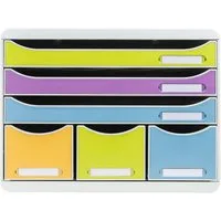 EXACOMPTA Aufbewahrungsbox Schubladenbox STOREBOX, 6 Schubladen, Pop N'Co Farben sortiert 306909D, Schubladenboxen