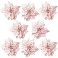 Creativ deco Weihnachtsbaumklammer Poinsettienblüte, Weihnachtsdeko, Christbaumschmuck (8-tlg), Ø ca. 17 cm