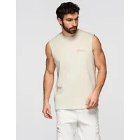 OMBRE Tanktop Herren Tank Top Loose Fit Baumwolle Uni Warm grey XL (kein Set, 1-tlg) Kontrastierende Details