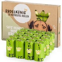 Rudelkönig Hundekotbeutel 300 Kotbeutel für Hunde aus recyceltem Kunststoff, Hundekotbeutel, Zubehör für Hunde, Extra starke Hundekotbeutel