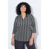 Ulla Popken T-Shirt Shirt grafischer Druck Classic Kelchkragen 3/4-Arm
