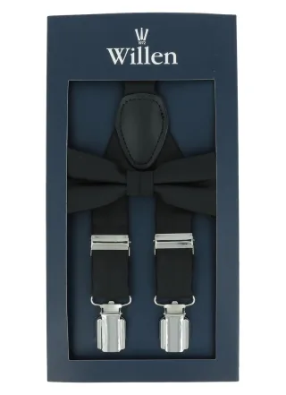 Willen - Hosenträger,Hosenträger Leder,Hosenträger Herren,Hosenträger Anzug,Hosenträger Hochzeit schwarz - Gr. - OS