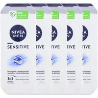 Nivea Duschgel 5 x NIVEA MEN Sensitive Duschgel je 250ml 3in1 Pflegeduscht