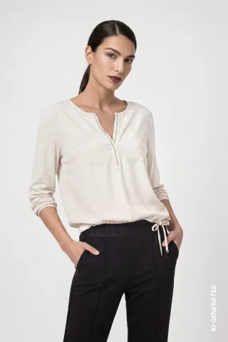 monari - Blusenshirt mit Schmuckdetails antique white - Gr. - 34