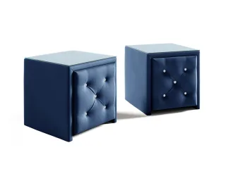 Nachttisch Nachtkonsole 2er Set SEVRA 50x50cm in Stoff Elisa Velvet Blau