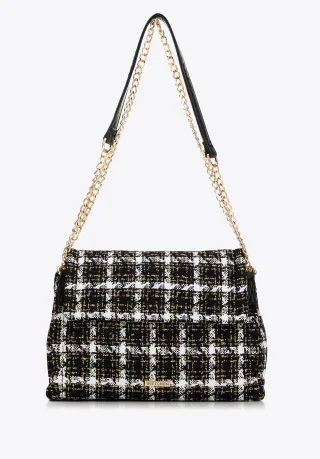 Wittchen Damen Bouclé Messenger Bag aus schwarzem und weißem Polyester