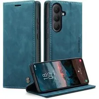 CaseMe Handyhülle Premium Hülle für Samsung Klapphülle Samsung S26-Dunkles Zyanblau